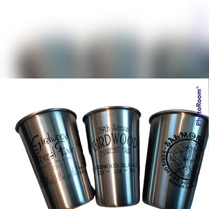 Girdwood Alaska and Ninilchik Alaska collectable Steel Pint cups